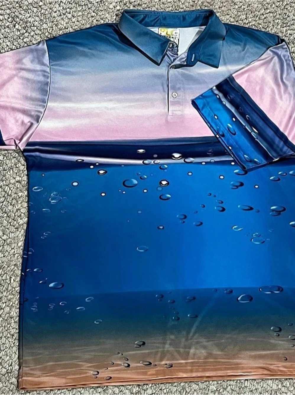PLG Men's Abstract Polo Blue & Pink Size 2XL